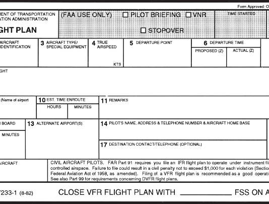 vfr flight plan